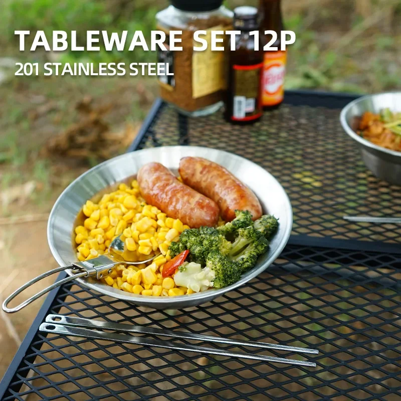 Camping Cooking Dining Set - 12-częściowy przenośny zestaw naczyń na zewnątrz