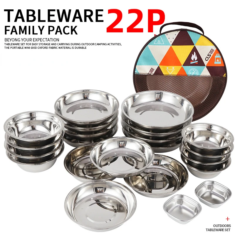 Camping Cooking Dining Set - 22-częściowy przenośny zestaw naczyń kempingowych do