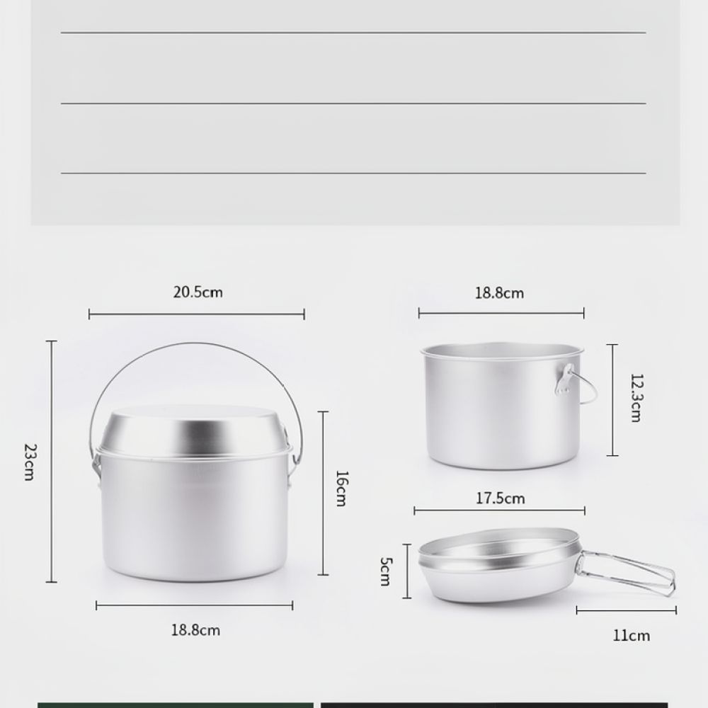 Camping Cooking Dining Set - Zestaw aluminowych naczyń kuchennych do użytku