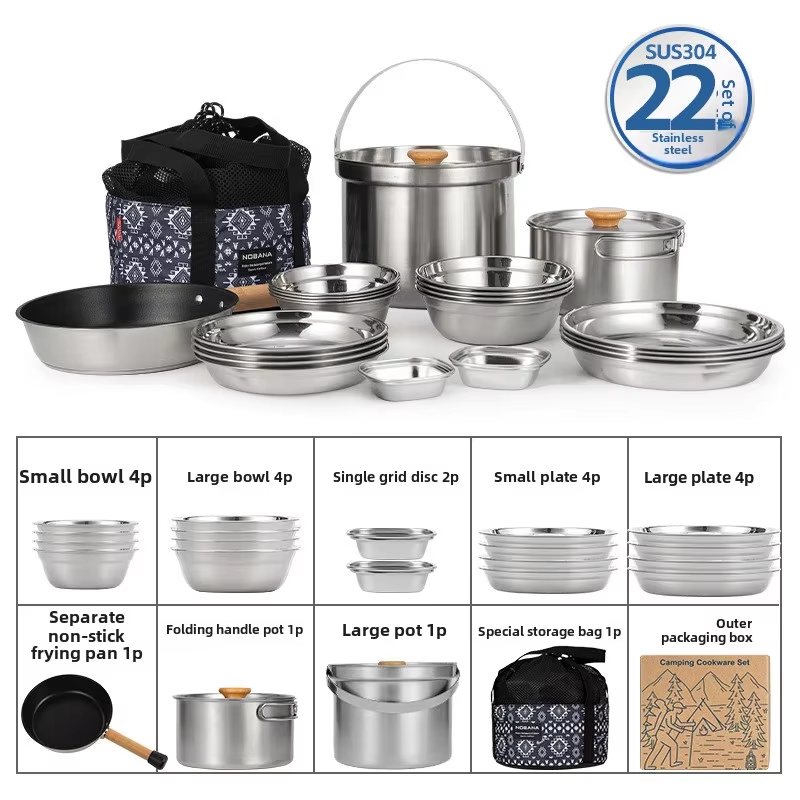 Camping Cooking Organizer - NOBANA najnowszy zestaw garnków ze stali