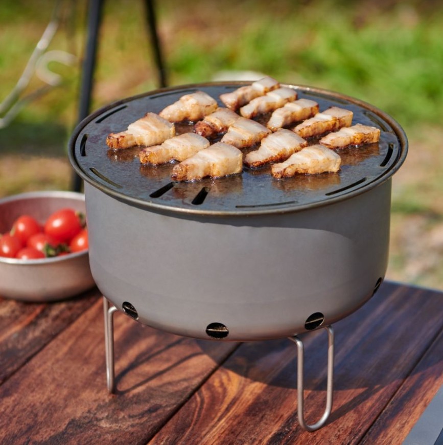 Camping Cooking Flat Top - Przenośny grill koreański BBQ z tytanu,