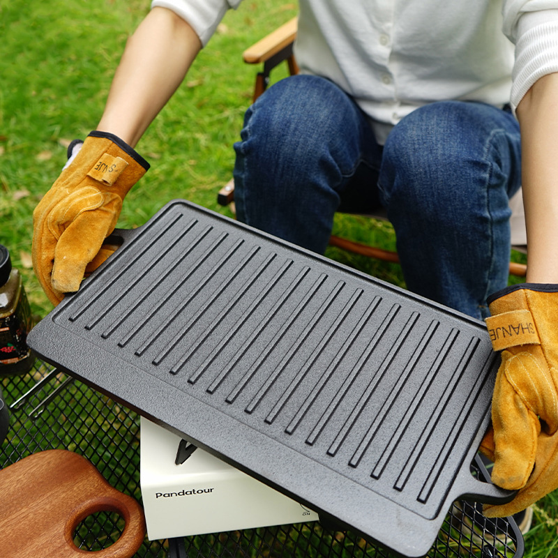 Camping Cooking Flat Top - Dwustronna żeliwna patelnia grillowa do grillowania