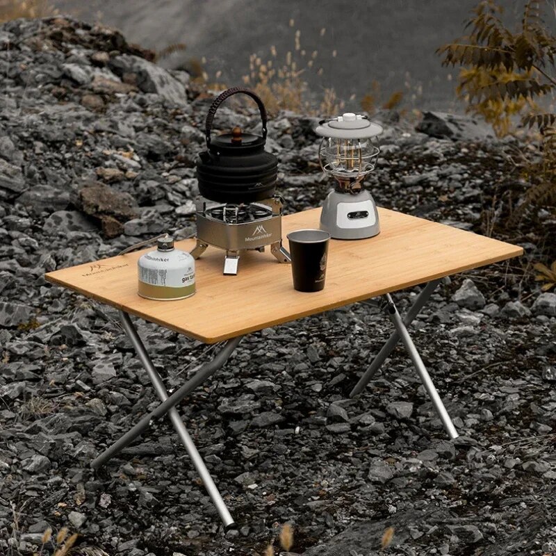 Camping Cooking Table - MOUNTAINHIKER Outdoor Camping Bamboo 2/3 składany