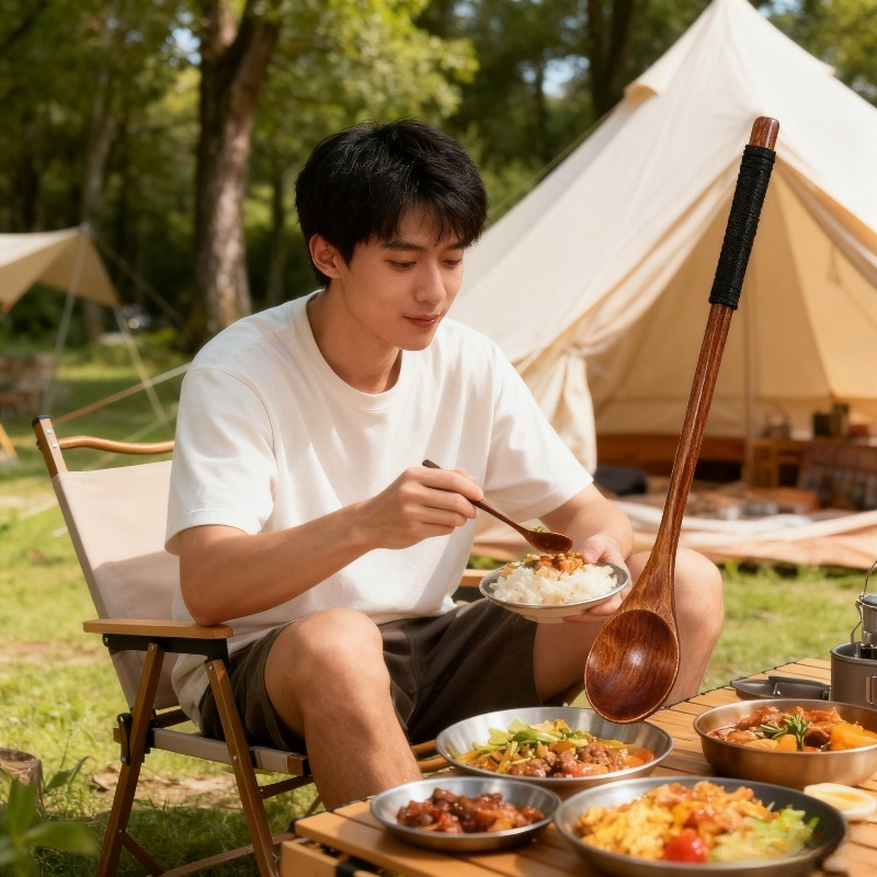 Drewniany zestaw obiadowy: łyż – Camping Cooking Dining Set recenzja i cena