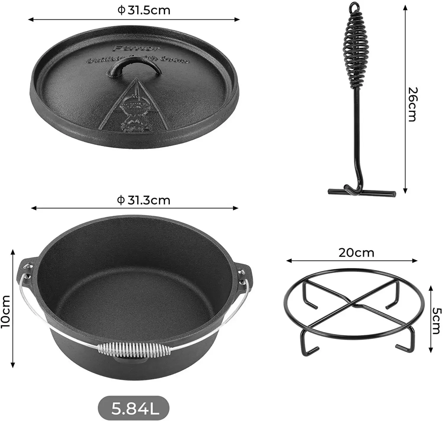 Femor Dutch Oven Cast Iron 5,8 – Camp Dutch Oven Cast recenzja i cena
