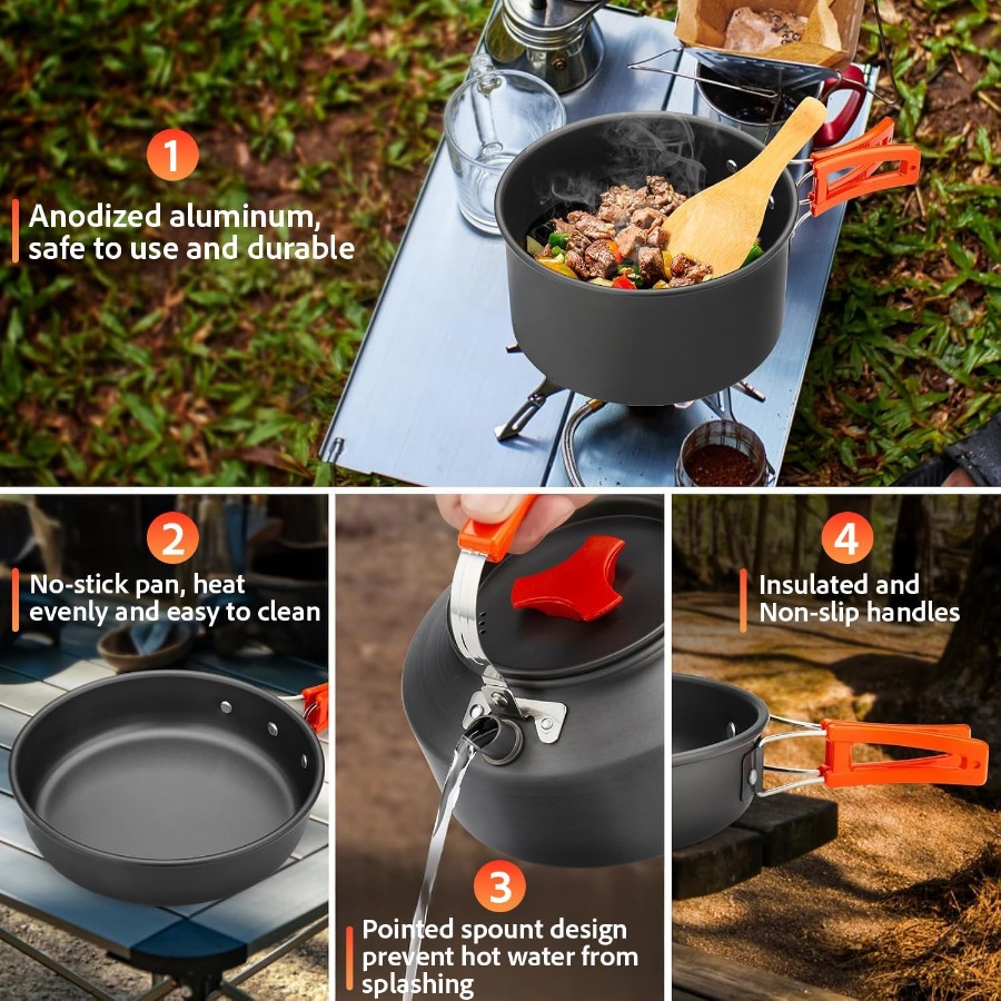 Zestaw naczyń kuchennych do uż – Camping Hiking Cooking recenzja i cena